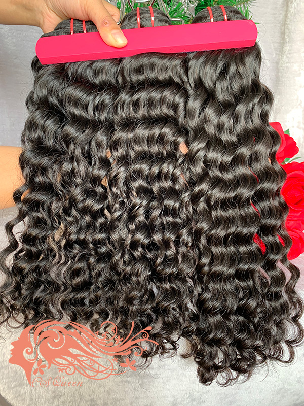 Csqueen 9A Water Wave 14 Bundles Natural Black Color 100% Human Hair - Click Image to Close